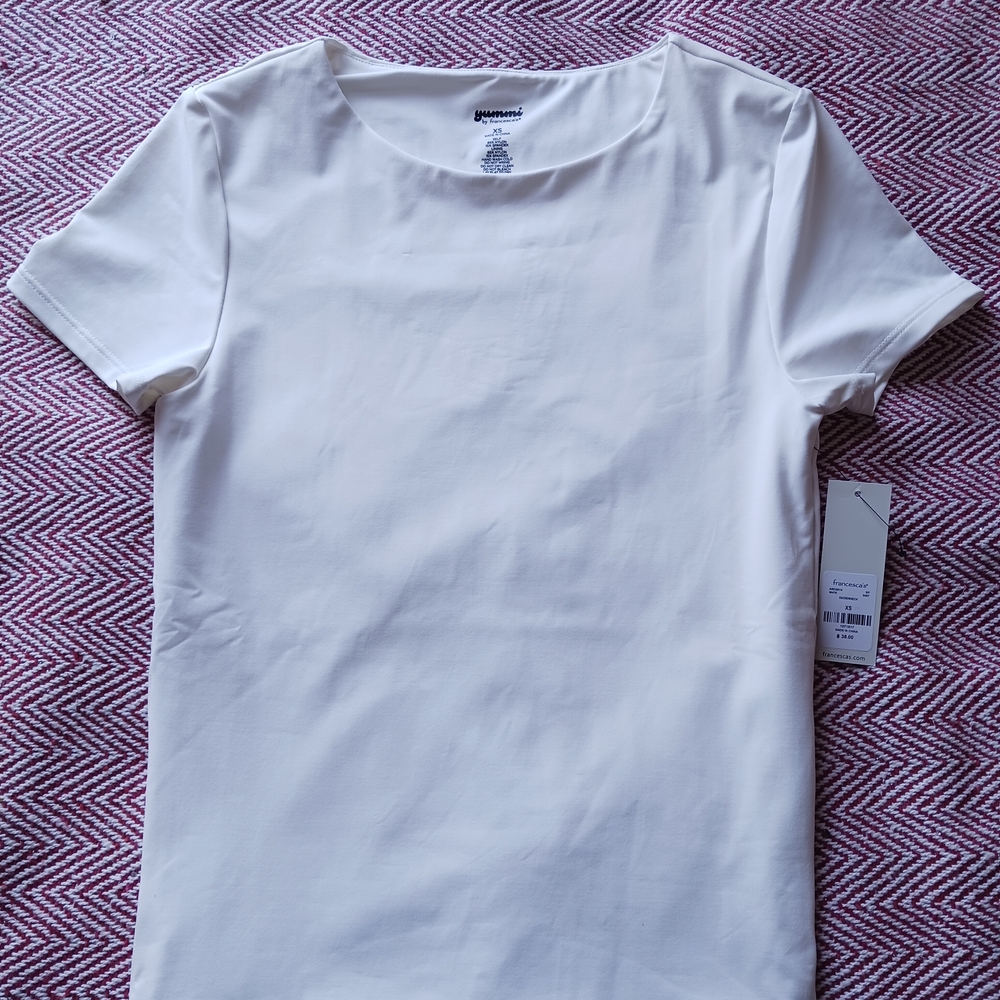 Eileen Fisher Cream Short-Sleeve Crewneck Tee